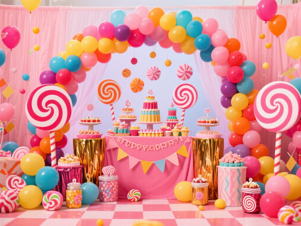 打造缤纷绚丽的布景
说到糖果派对，布景的视觉冲击